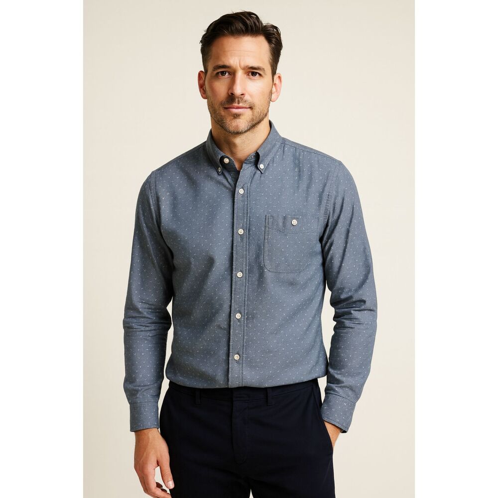 TODD SNYDER New York Blue Pattern Button Up Shirt Top  Mens Size Medium